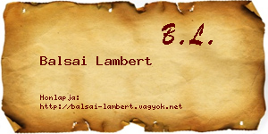 Balsai Lambert névjegykártya